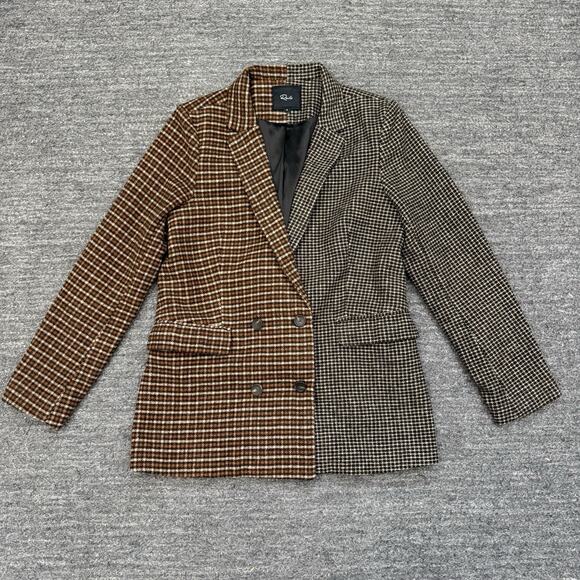 Rails Blazer Women Small Cody Double Breasted Wool Blend Tween Plaid Two Tone - Picture 2 of 12
